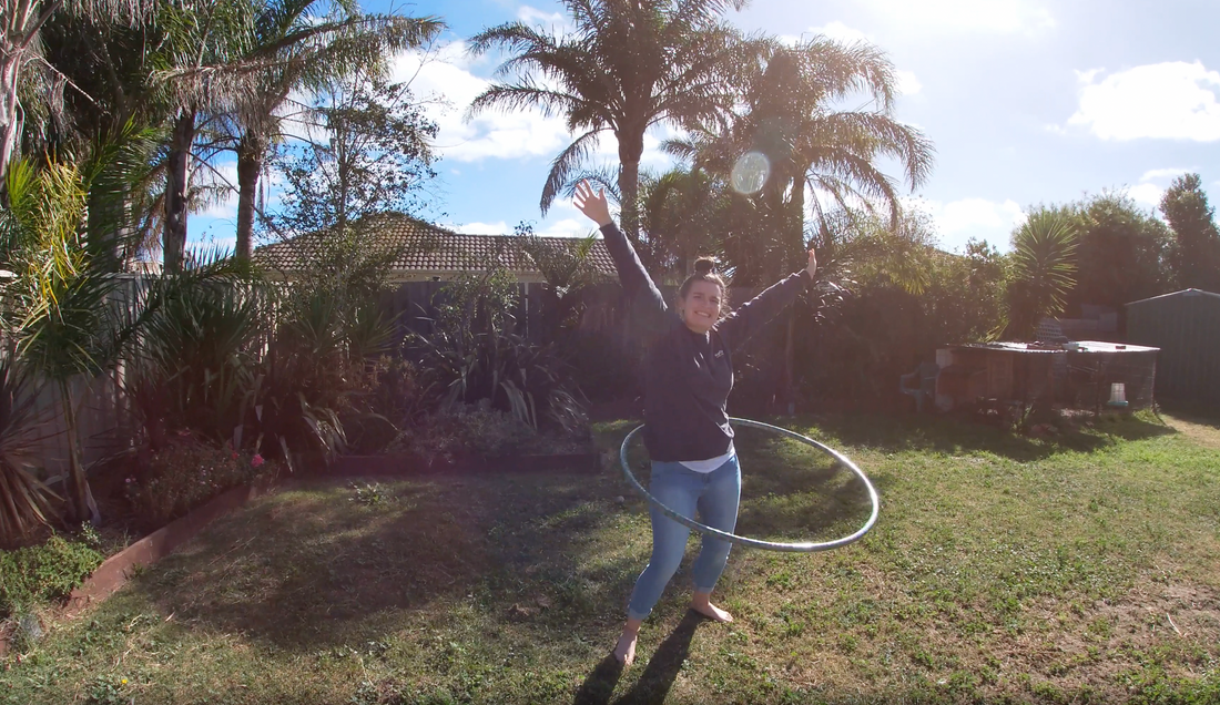 273. Hula hoop around the waist for 30 seconds